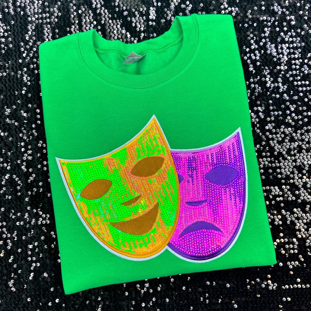 PREORDER: Mask Sequin Patch Sweatshirt In Green