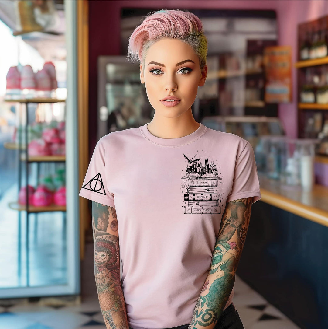 Oversized Pocket Wizard Books With Sleeve Accent GRAPHIC TEE