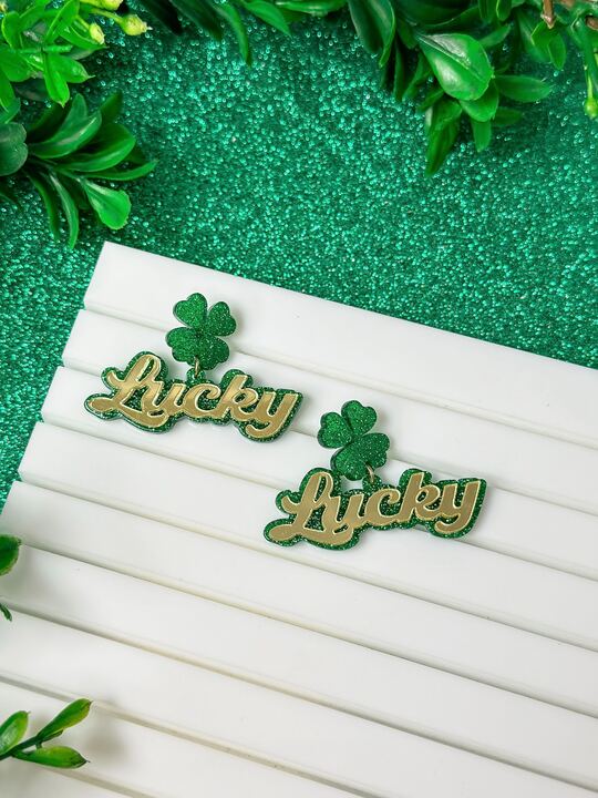 Womens - PREORDER: Gold 'Lucky' Clover Dangle Earrings