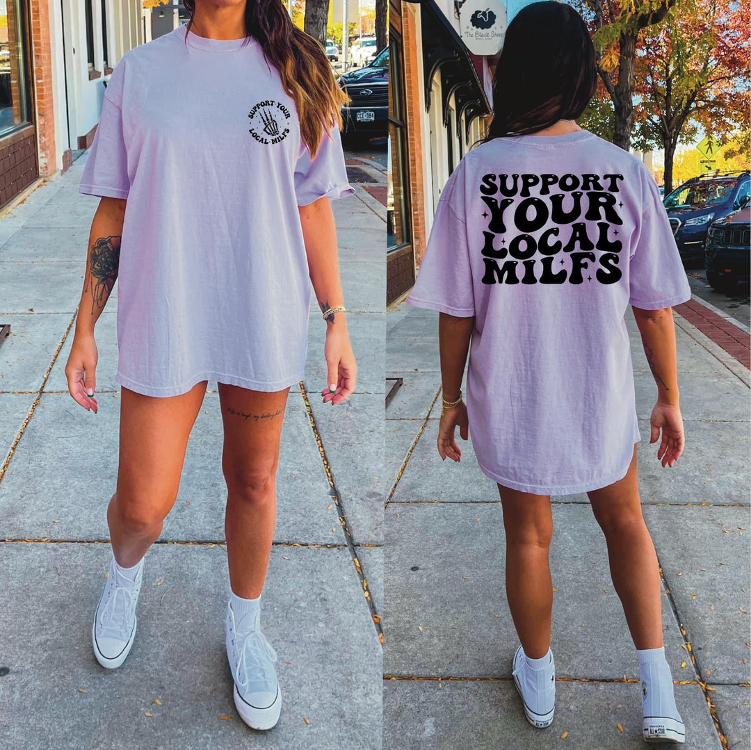 Support local Milfs -W/POCKET ACCENT GRAPHIC TEE