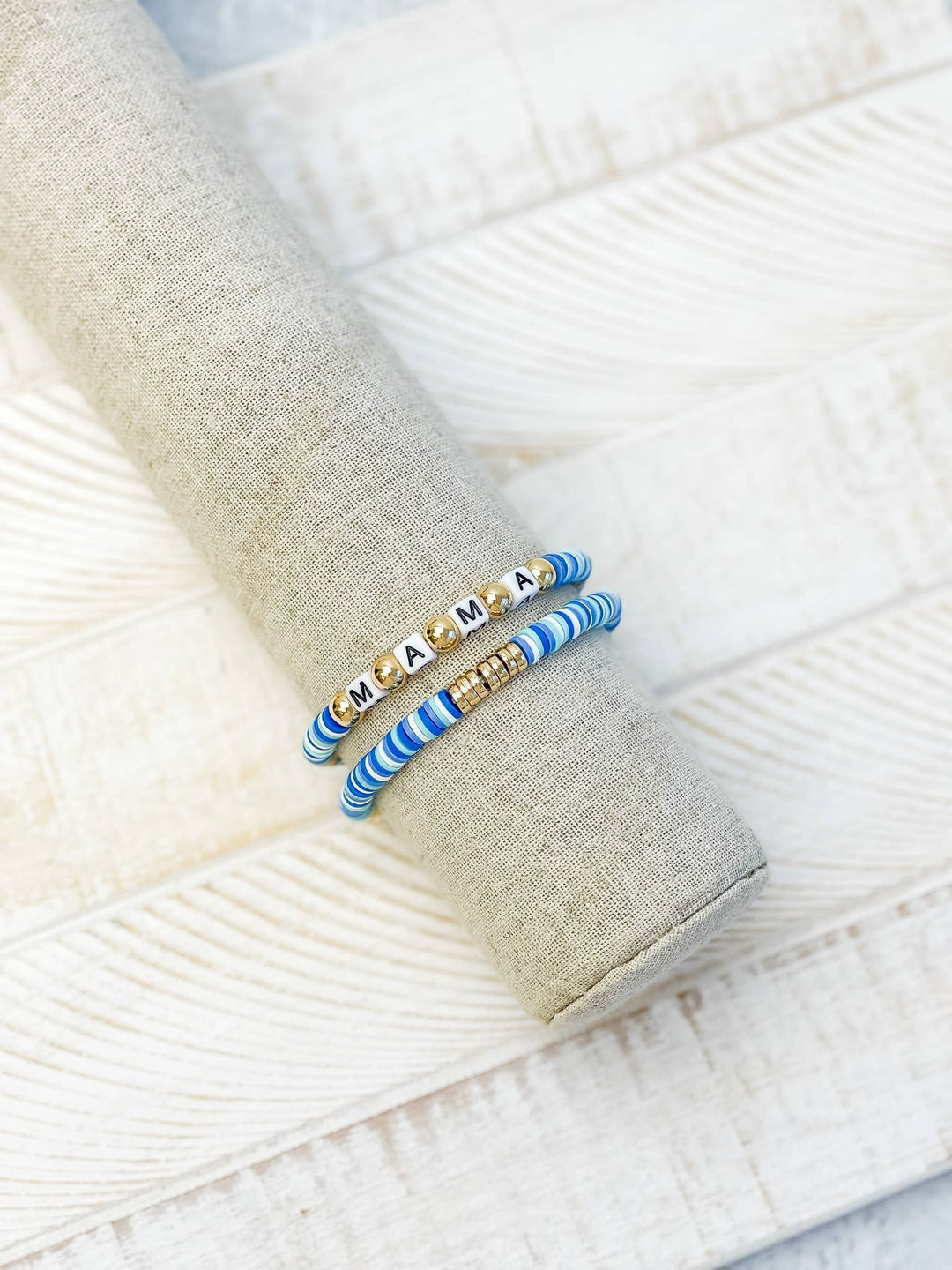Bracelets - 'Mama' Stretch Bracelet Set - Turquoise