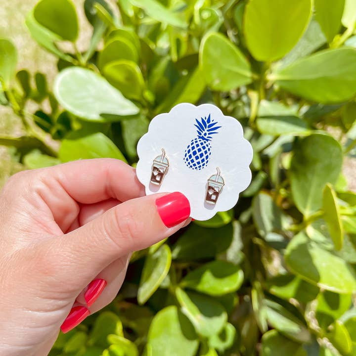 Earrings - Iced Coffee Enamel Stud Earrings