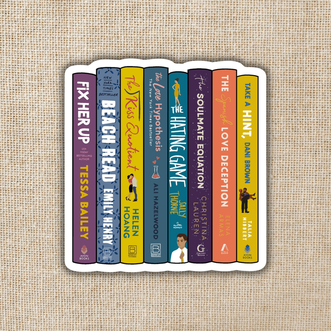 Electronics Stickers & Decals - RomCom Book Stack Flag Sticker