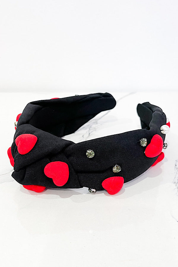 WS 600 Accessories - Black Plush Heart Headband