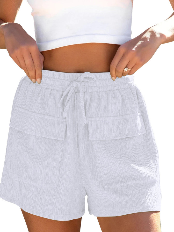 Drawstring High Waist Shorts with Pockets