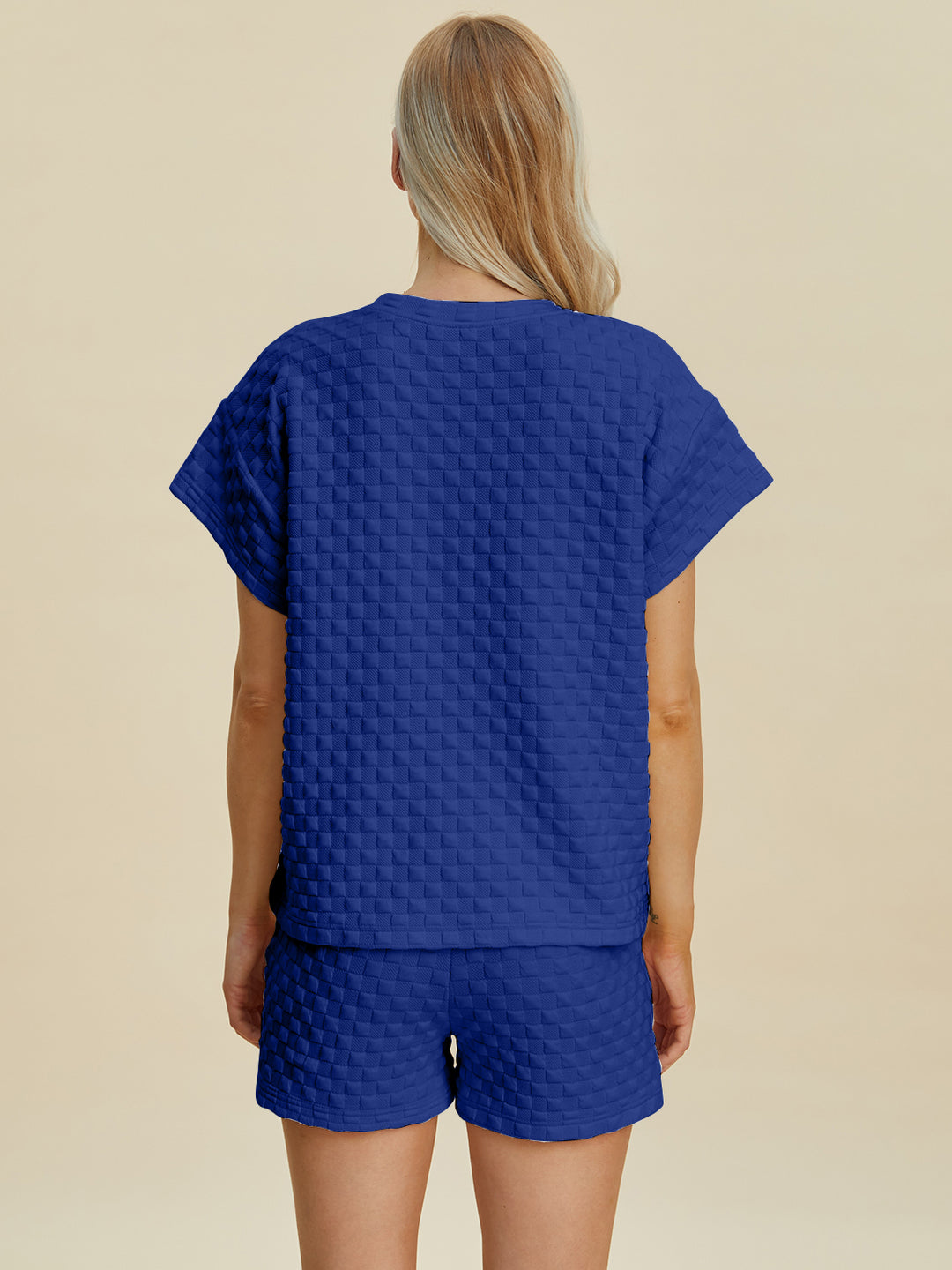 Double Take Full Size Texture T-Shirt and Shorts Set