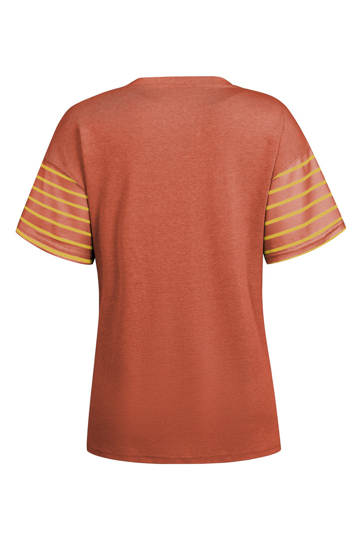 Striped Round Neck Short Sleeve T-Shirt