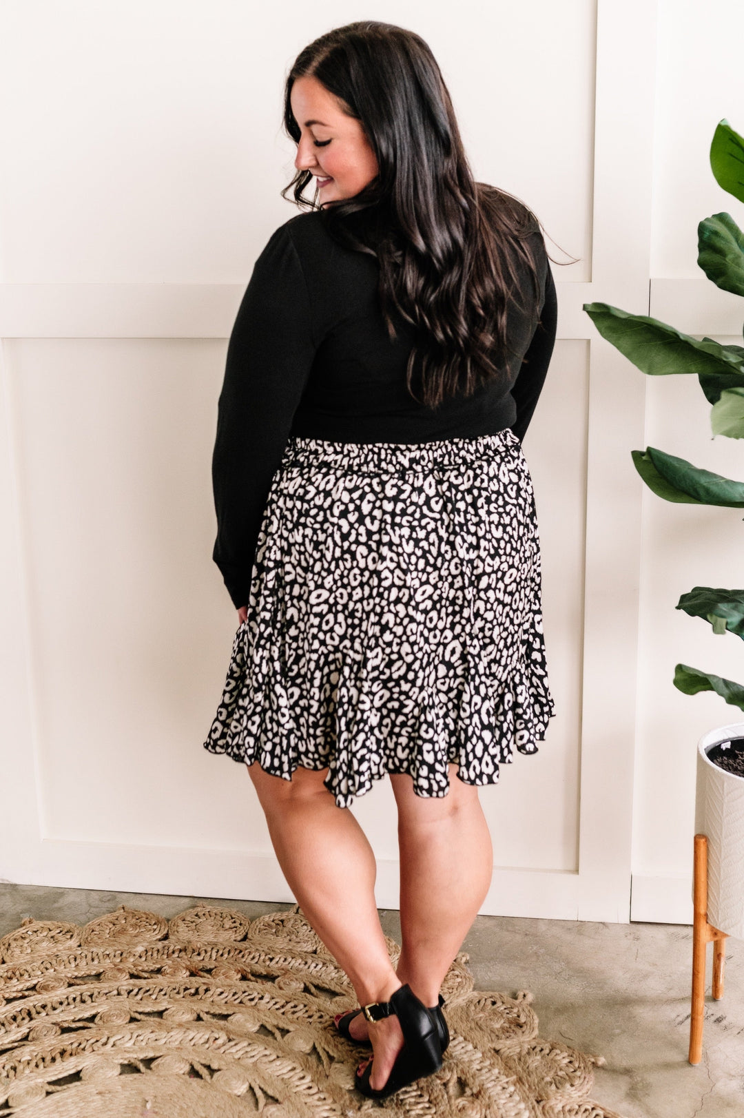 09.20 Flowy Ruffle Hem Skirt In Classic Leopard-Ever Joy