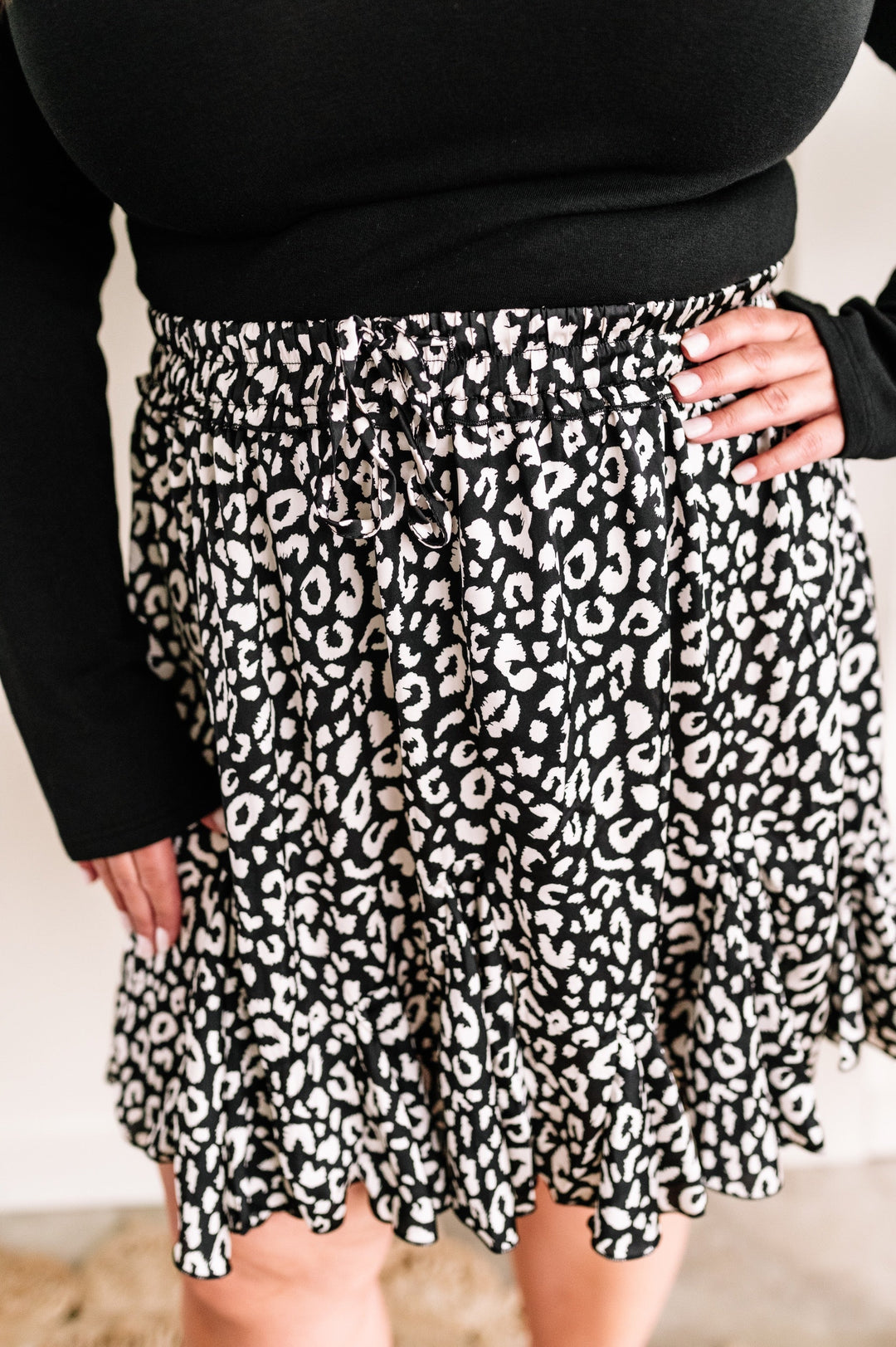 09.20 Flowy Ruffle Hem Skirt In Classic Leopard-Ever Joy