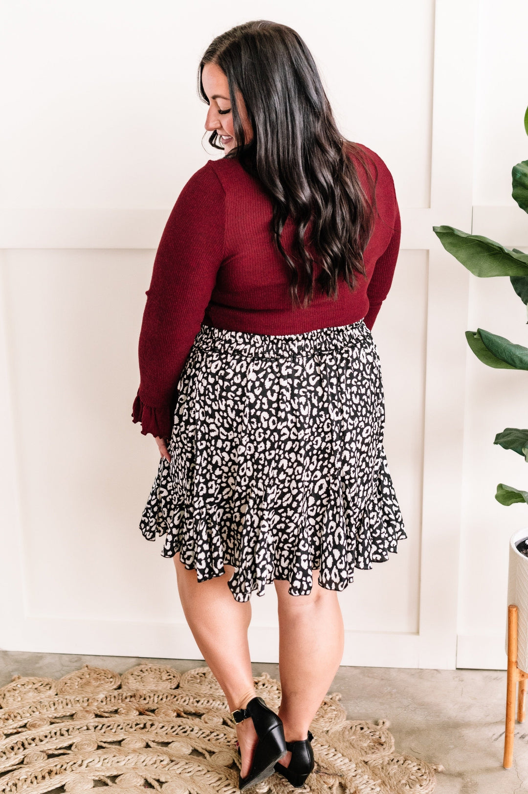 09.20 Flowy Ruffle Hem Skirt In Classic Leopard-Ever Joy