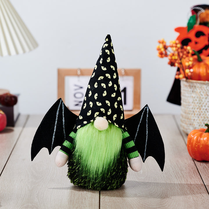 Spooky Pointed Hat Faceless Doll with Bat Wings