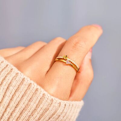 18K Gold-Plated 925 Sterling Silver Double-Layered Ring-Ever Joy