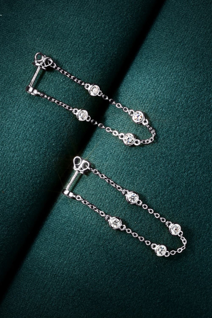 1 Carat Moissanite 925 Sterling Silver Chain Earrings-Ever Joy