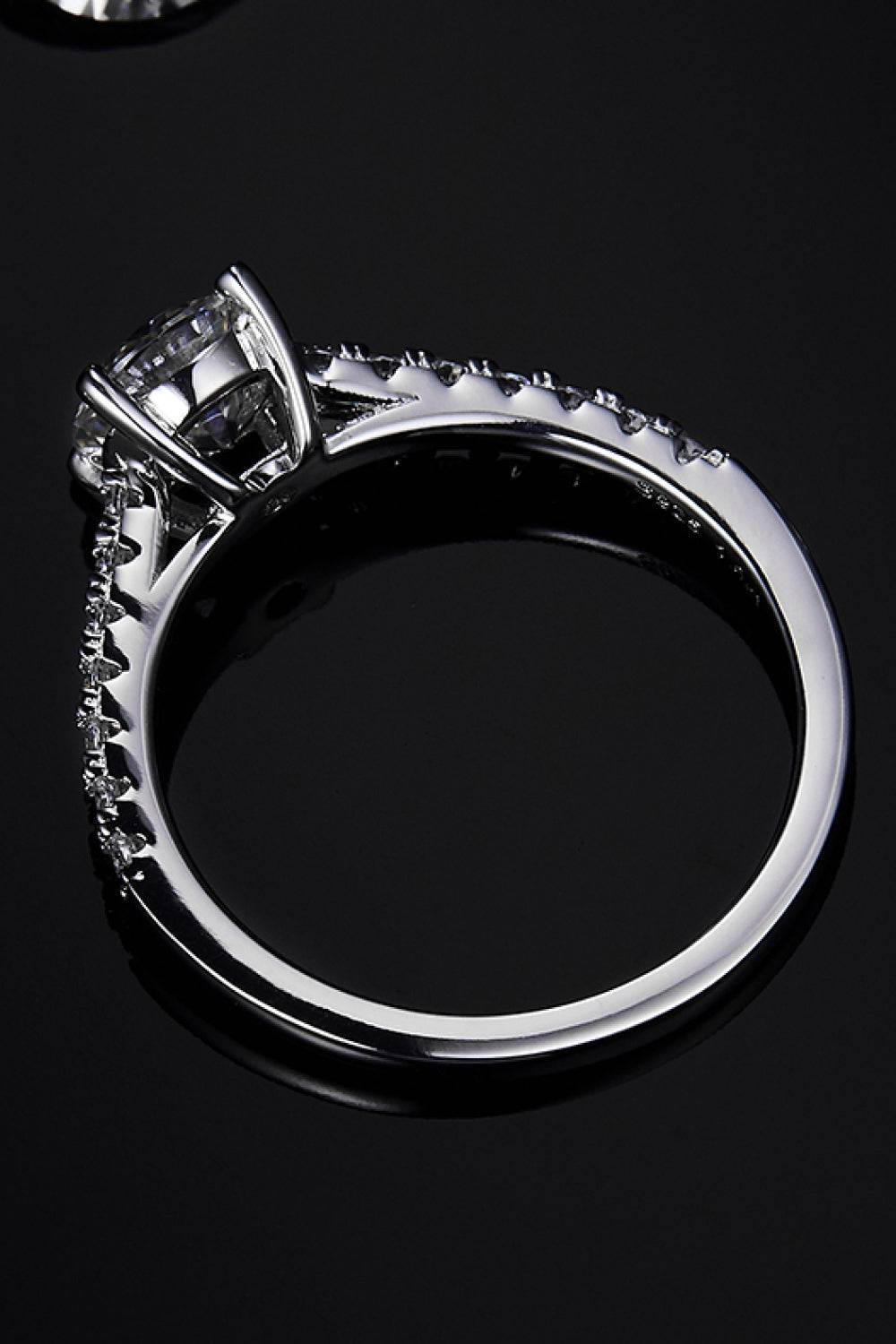 1 Carat Moissanite 925 Sterling Silver Side Stone Ring-Ever Joy