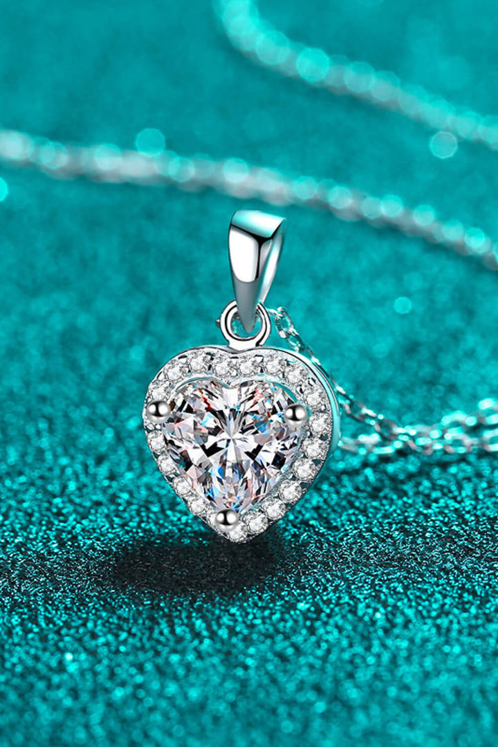 1 Carat Moissanite Heart Pendant Chain Necklace-Ever Joy