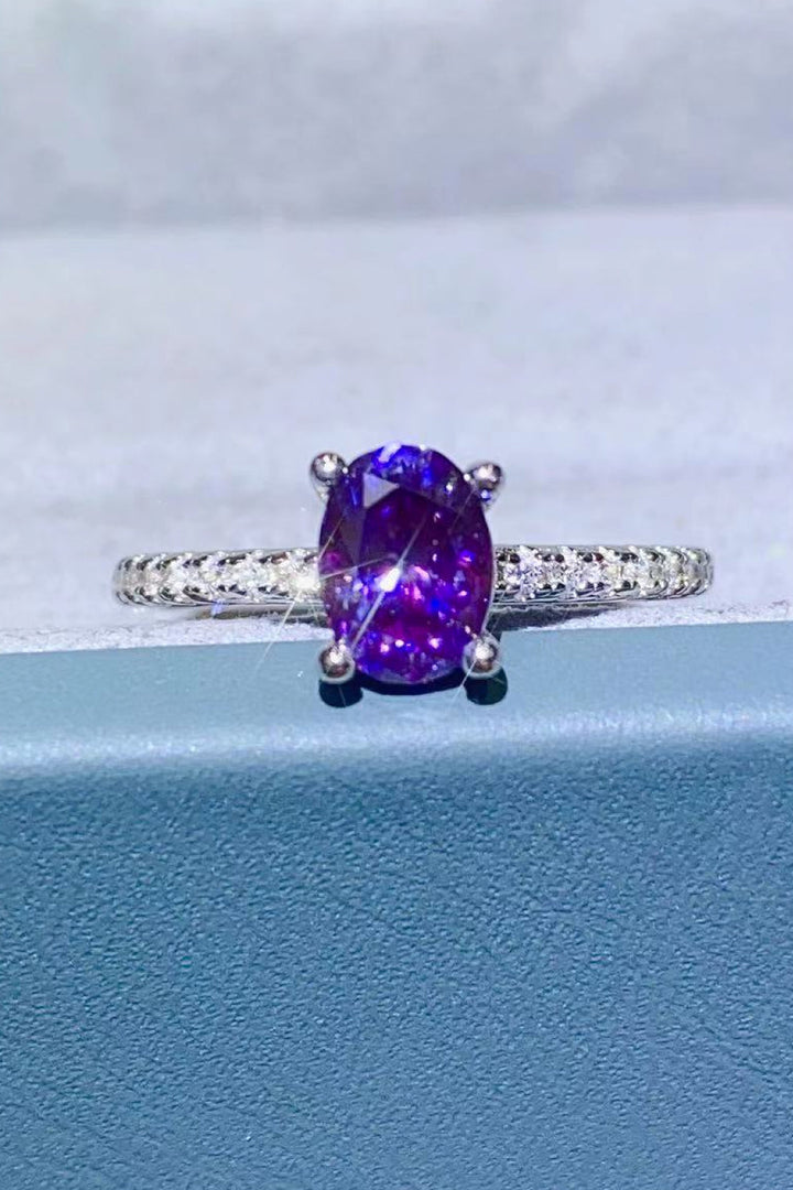 1 Carat Purple Moissanite 4-Prong Ring-Ever Joy