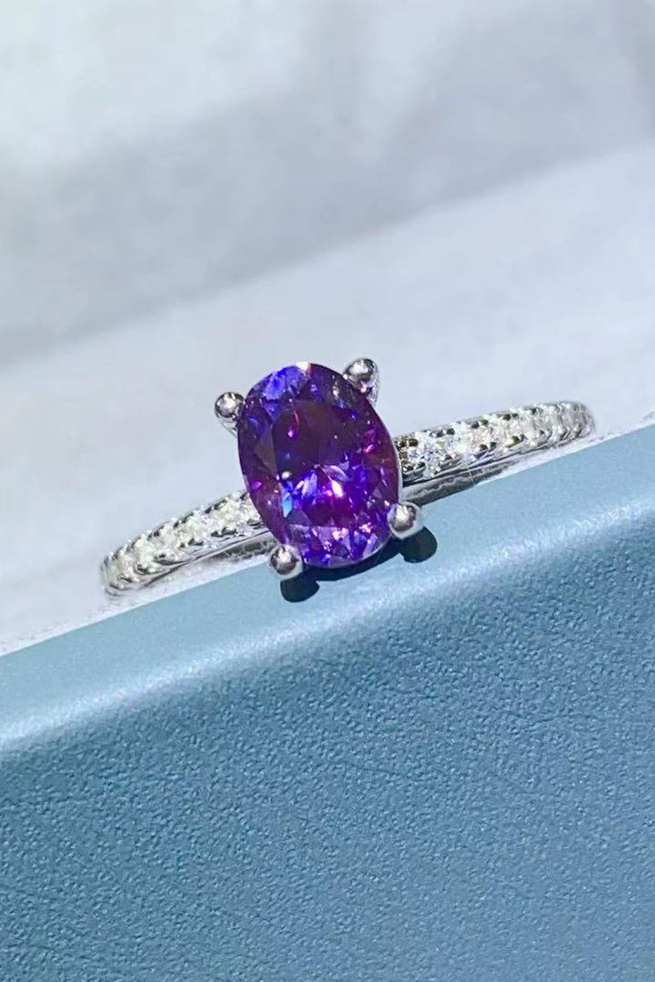 1 Carat Purple Moissanite 4-Prong Ring-Ever Joy