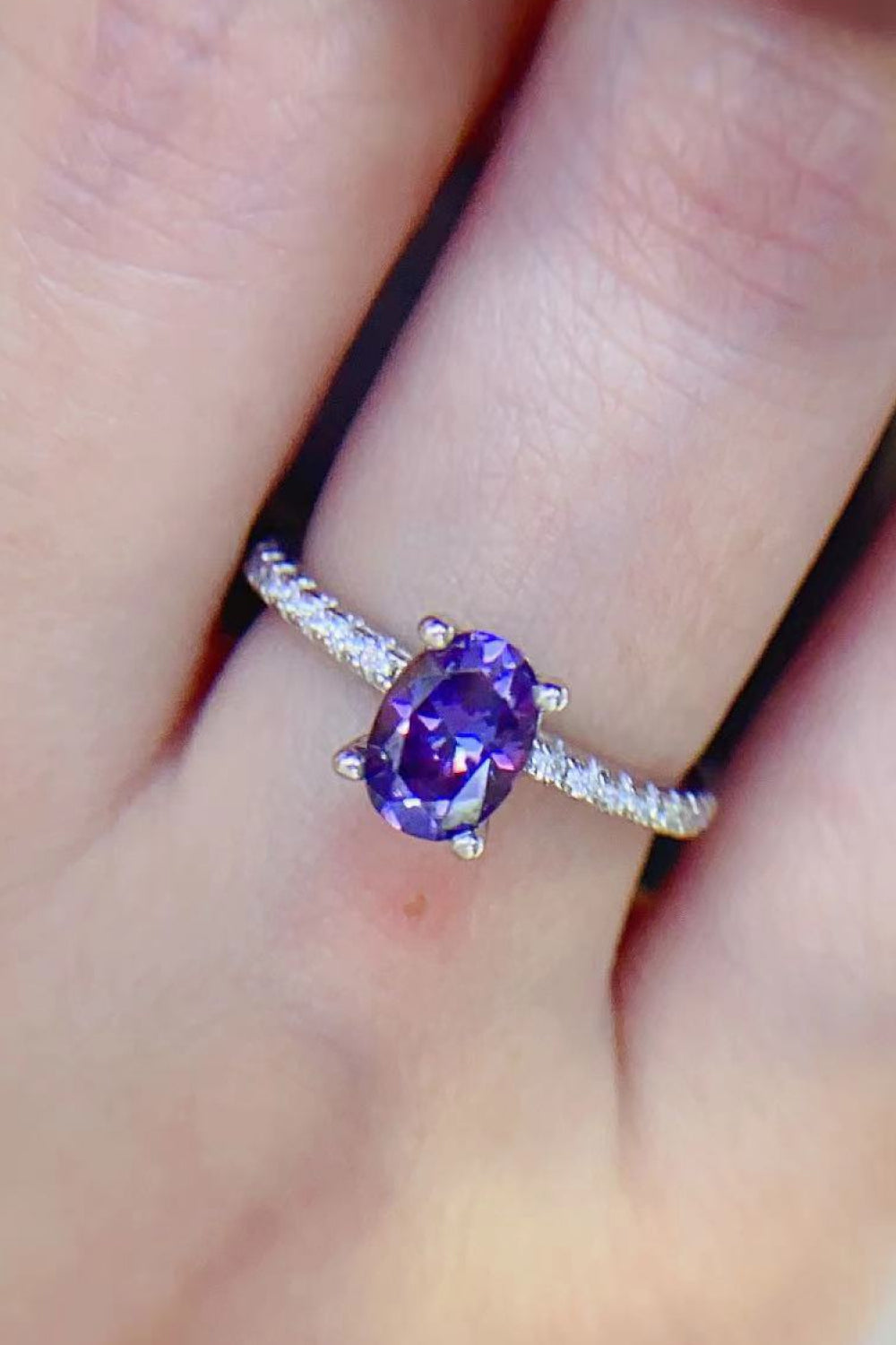 1 Carat Purple Moissanite 4-Prong Ring-Ever Joy
