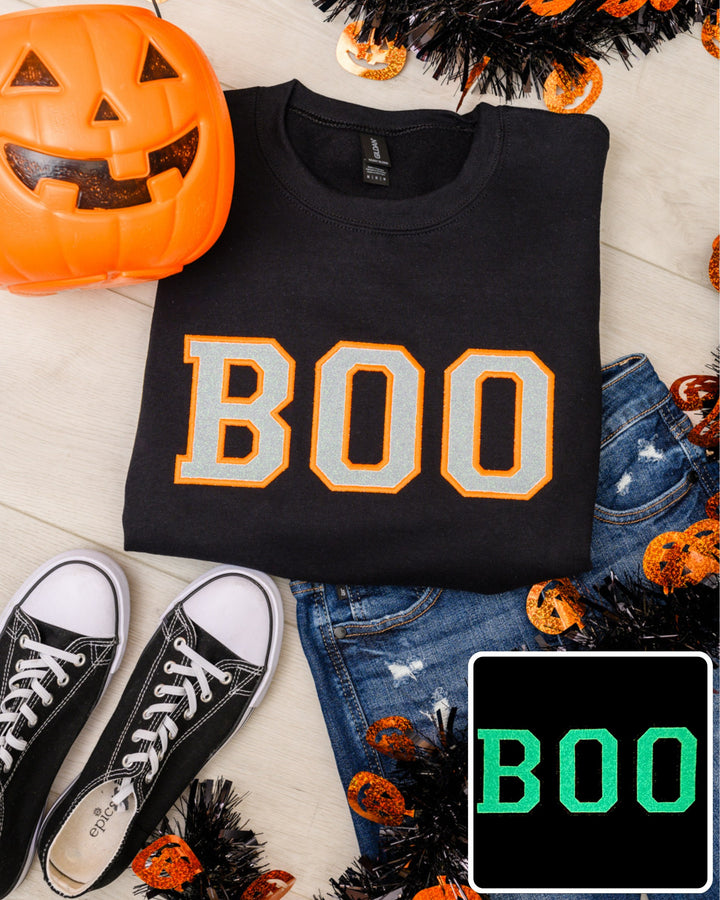 Womens - PREORDER: Glow In The Dark Boo Applique Sweatshirt