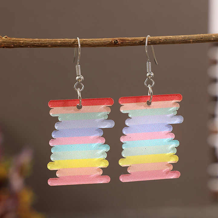 Acrylic Rainbow Dangle Earrings-Ever Joy