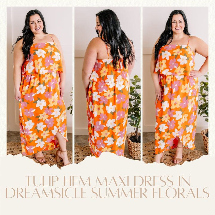 Tulip Hem Maxi Dress In Dreamsicle Summer Florals