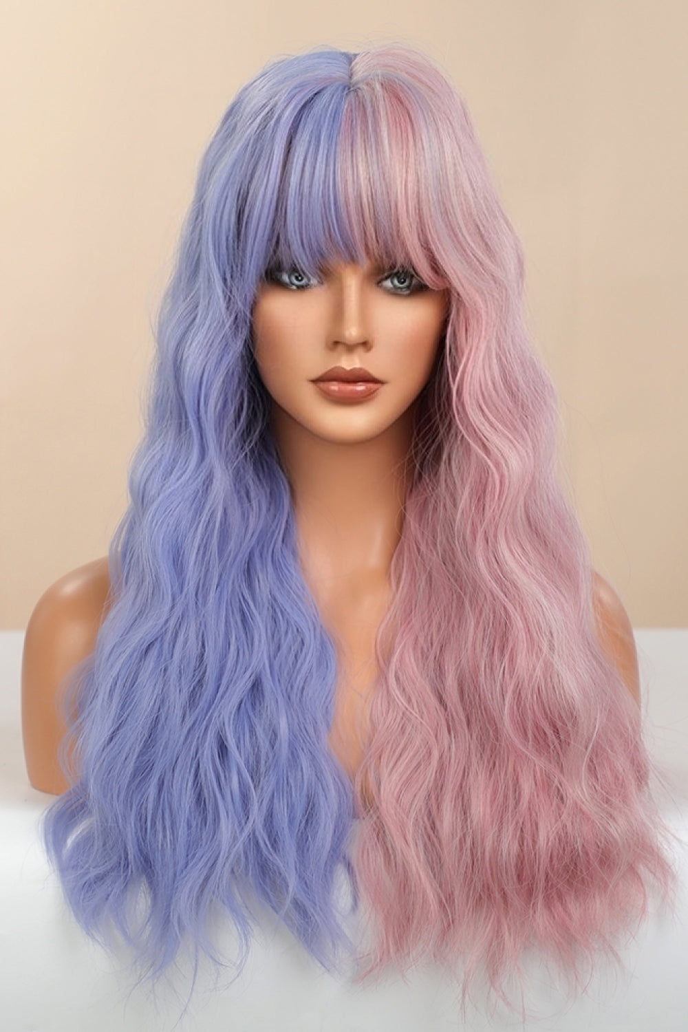 13*1" Full-Machine Wigs Synthetic Long Wave 26" in Blue/Pink Split Dye-Ever Joy