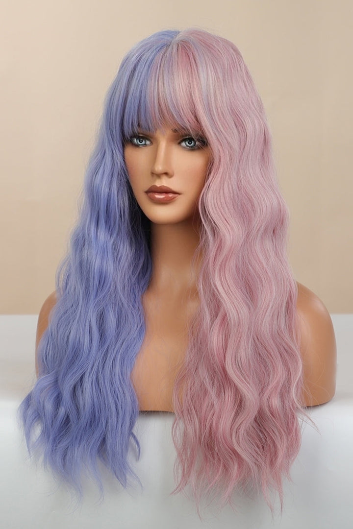 13*1" Full-Machine Wigs Synthetic Long Wave 26" in Blue/Pink Split Dye-Ever Joy