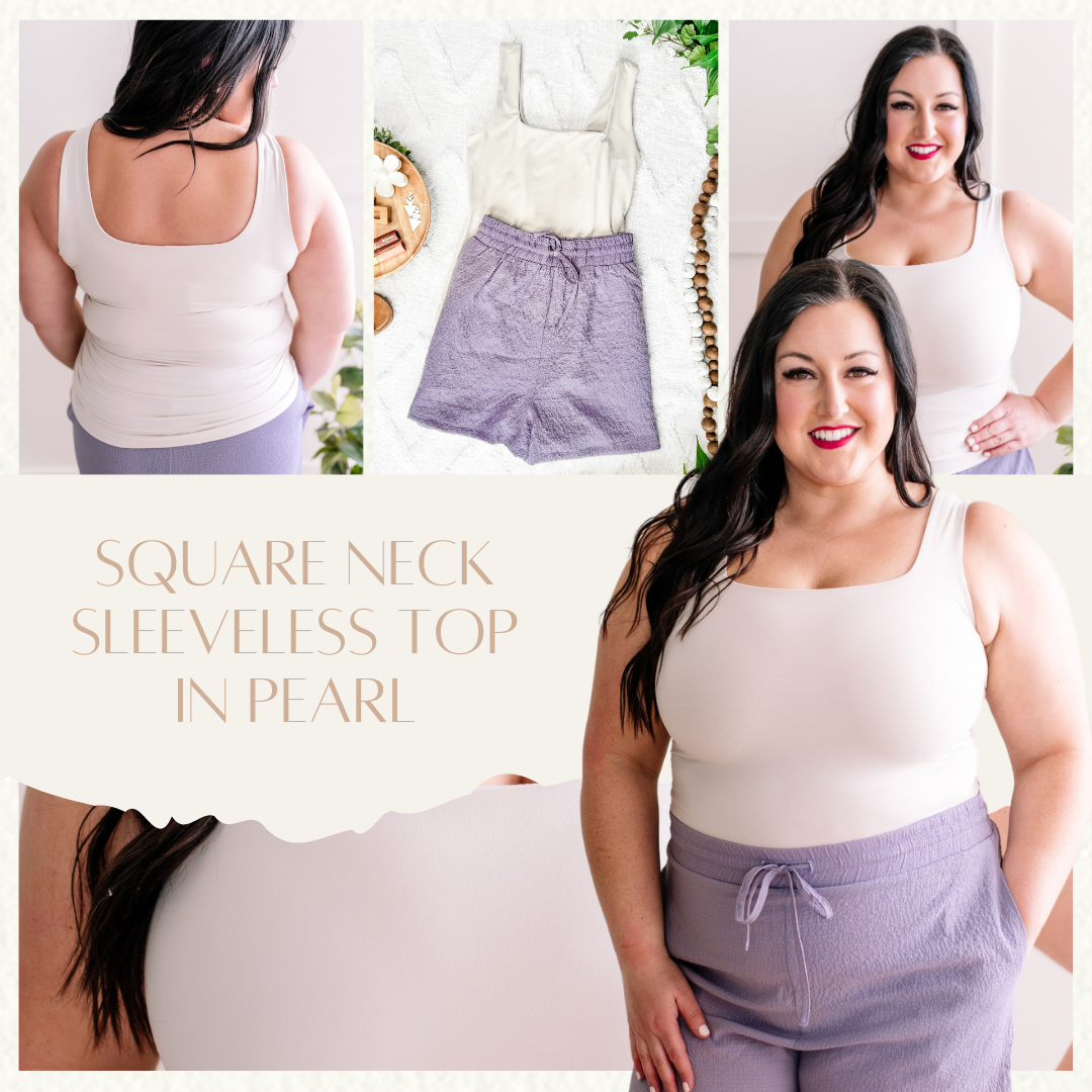 Square Neck Sleeveless Top In Pearl