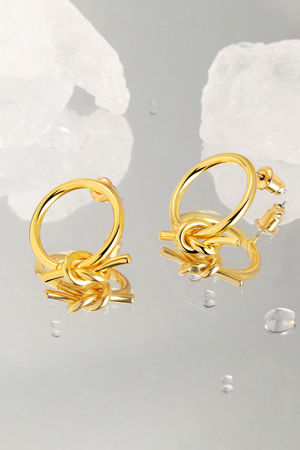 18K Gold-Plated Tied Hoop Earrings-Ever Joy