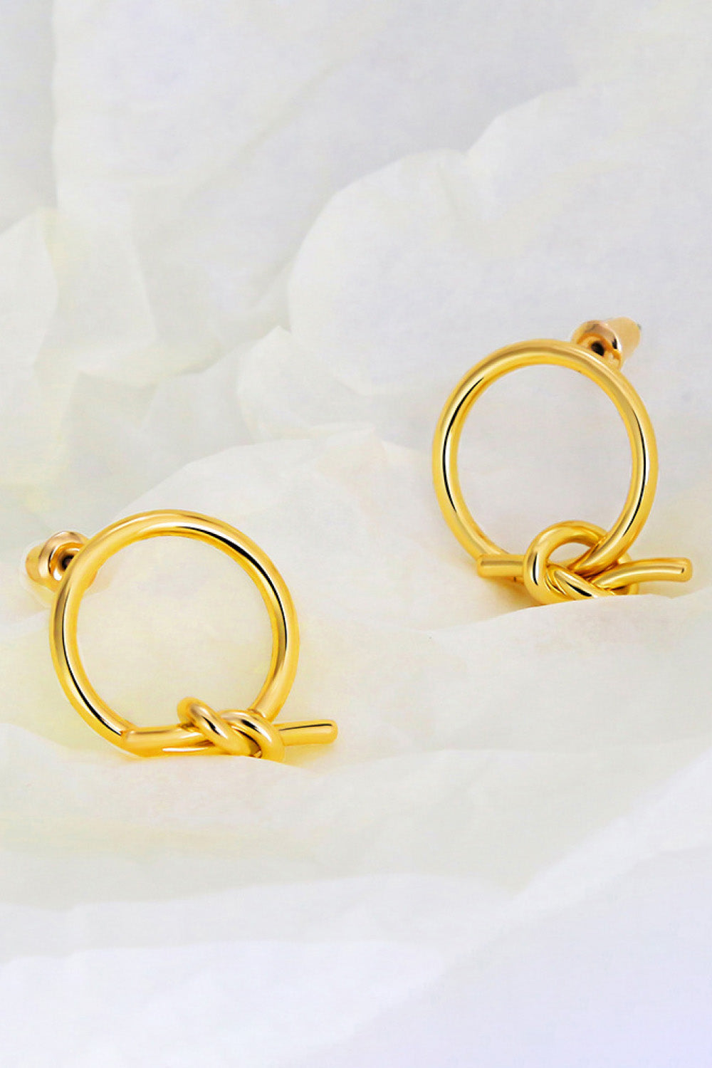 18K Gold-Plated Tied Hoop Earrings-Ever Joy