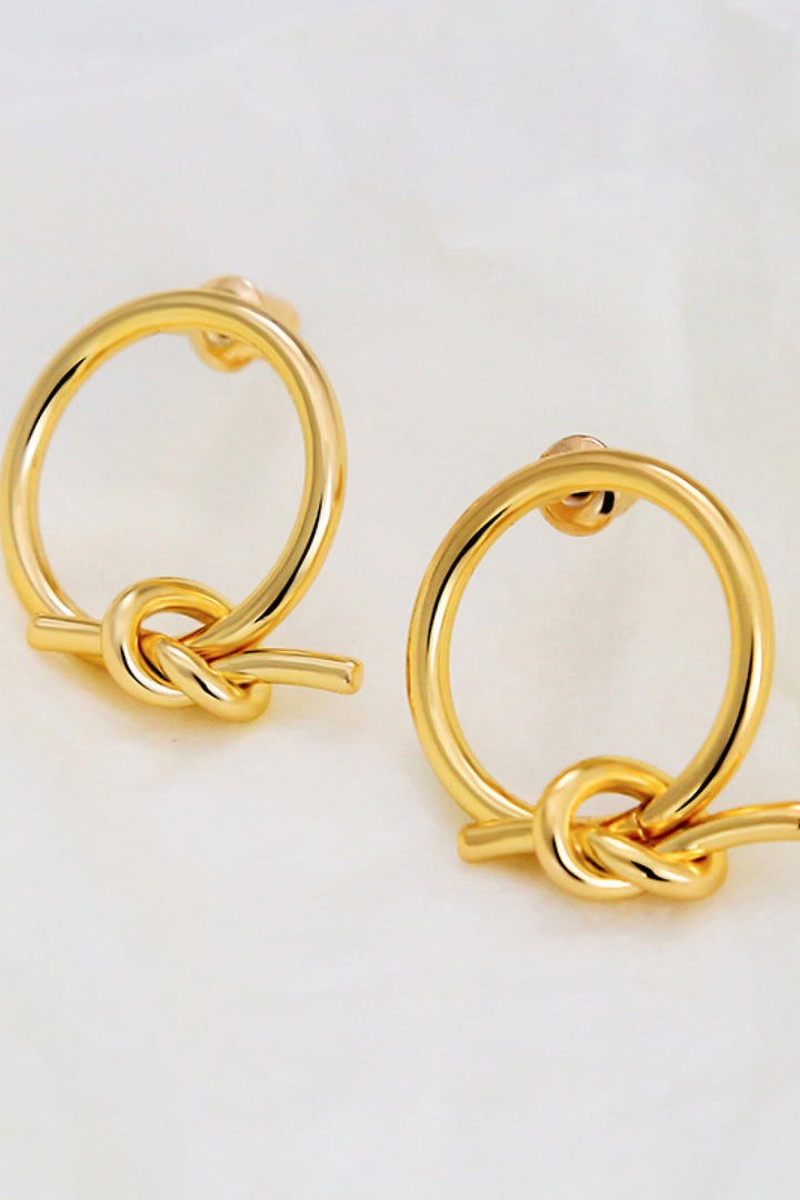 18K Gold-Plated Tied Hoop Earrings-Ever Joy