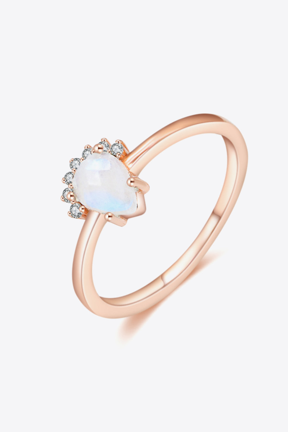 18K Rose Gold-Plated Pear Shape Natural Moonstone Ring-Ever Joy
