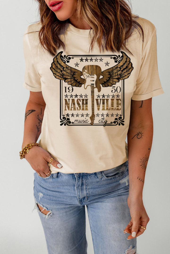 1950 NASHVILLE MUSIC CITY Graphic Tee Shirt-Ever Joy
