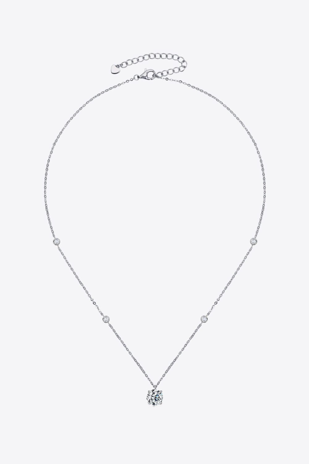 2 Carat Moissanite 4-Prong 925 Sterling Silver Necklace-Ever Joy