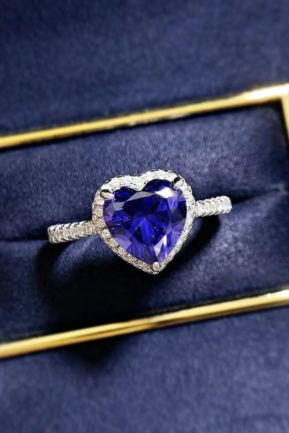 2 Carat Moissanite Heart-Shaped Side Stone Ring-Ever Joy