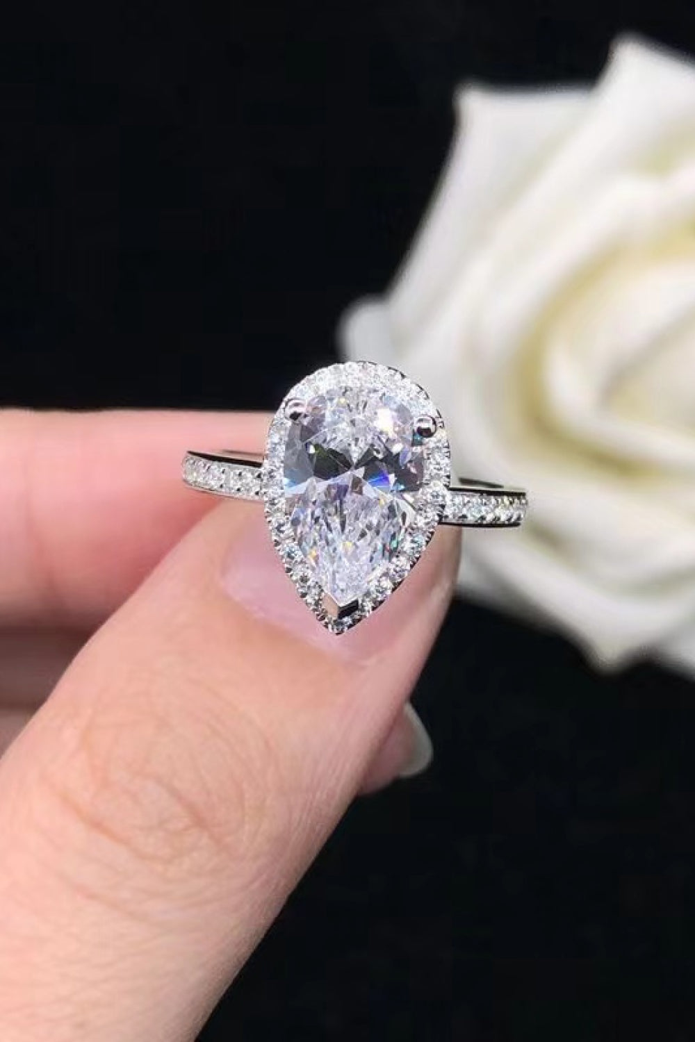 2 Carat Moissanite Teardrop Cluster Ring-Ever Joy