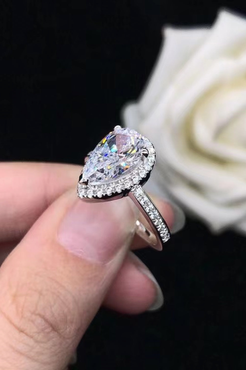 2 Carat Moissanite Teardrop Cluster Ring-Ever Joy