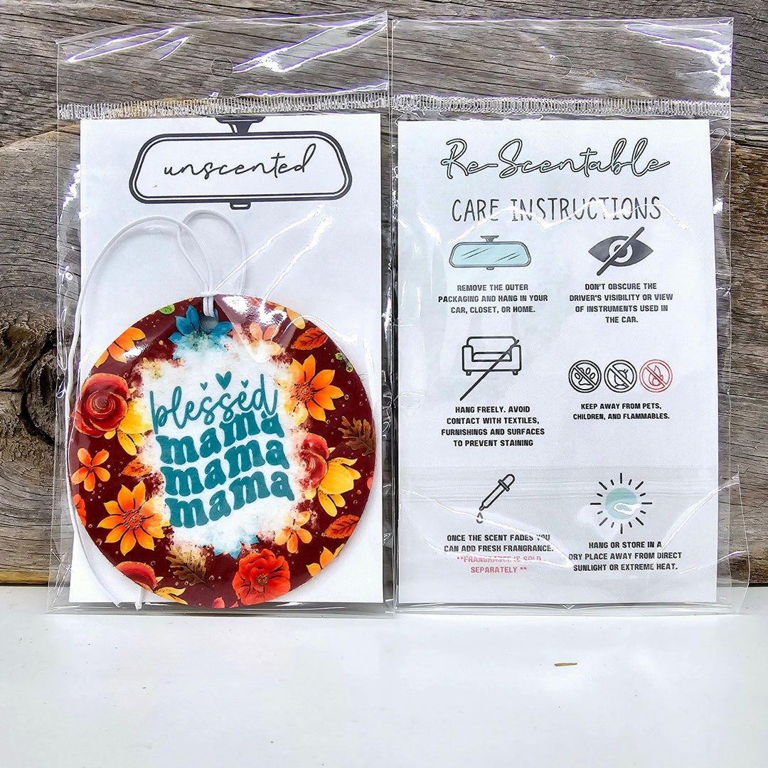 Fall Lover Blessed Mama Re-Scentable Car Freshener