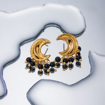 18K Gold-Plated Stainless Steel Moon Shape Earrings-Ever Joy