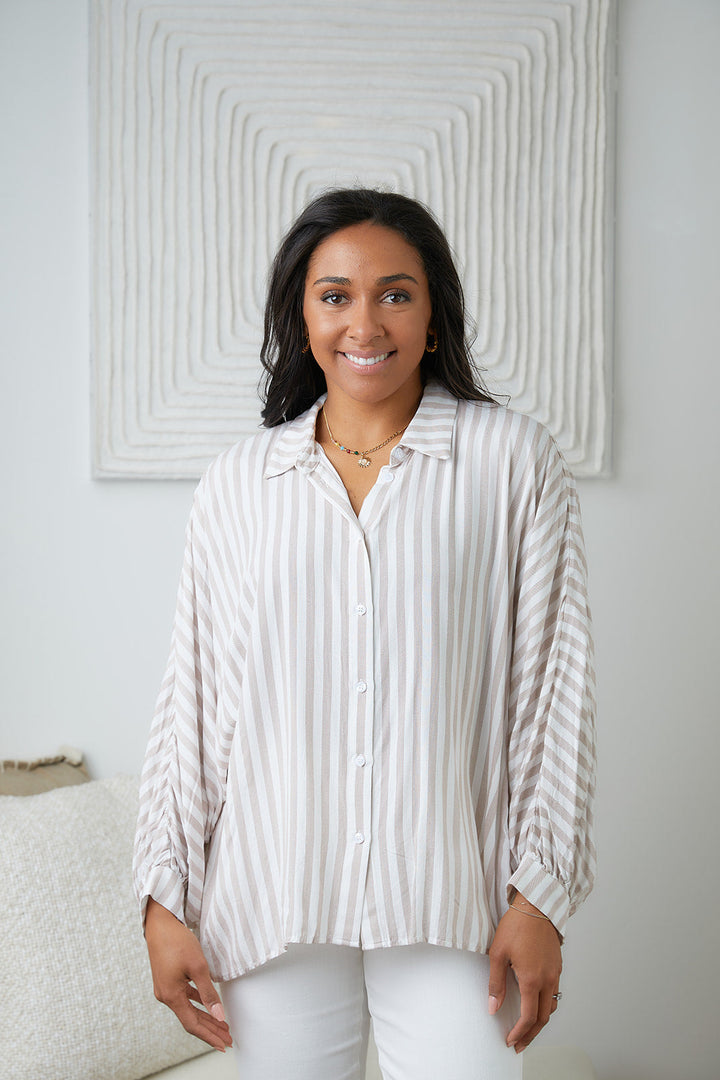 Womens - High Standards Striped Button Down