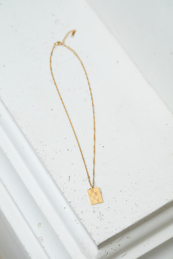 Womens - Checkered Pendant Necklace