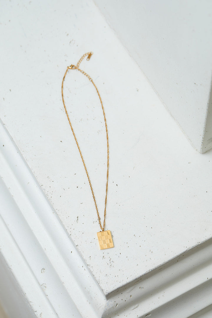 Womens - Checkered Pendant Necklace