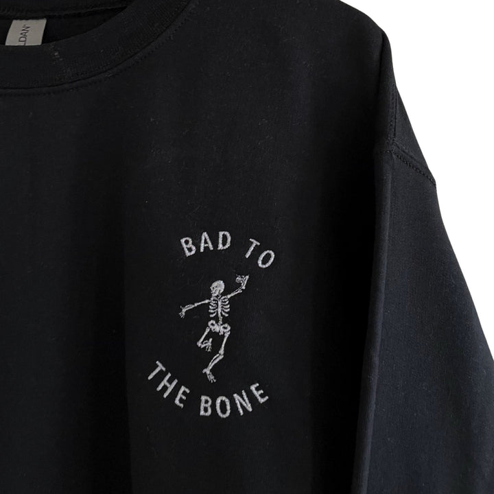 Womens - Bad To The Bone Embroidered Sweatshirt In Two Colors