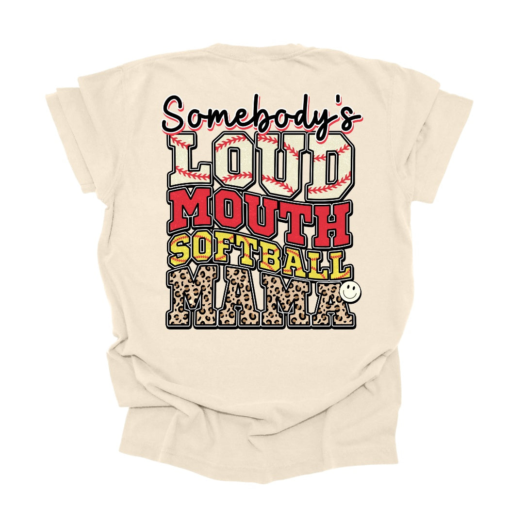 T-shirt - Loud Mouth Softball Mom Graphic Tee