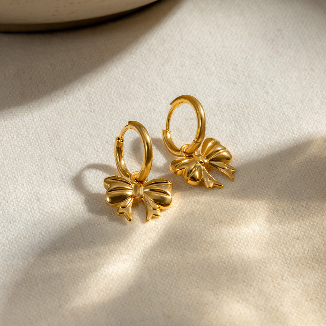 18K Gold-Plated Bow Earrings-Ever Joy