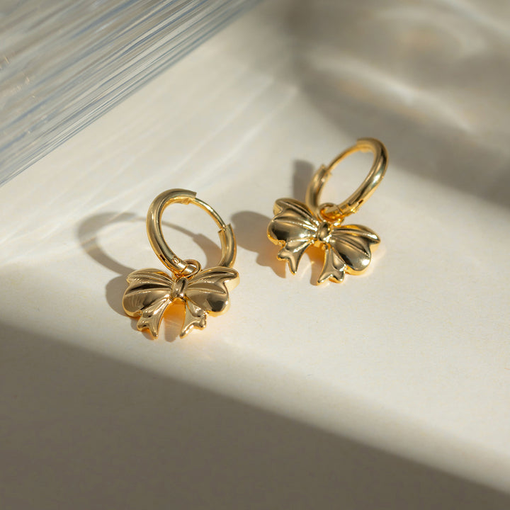 18K Gold-Plated Bow Earrings-Ever Joy