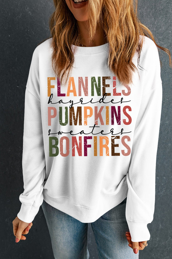 Fall Favorites Graphic Round Neck Long Sleeve Sweatshirt