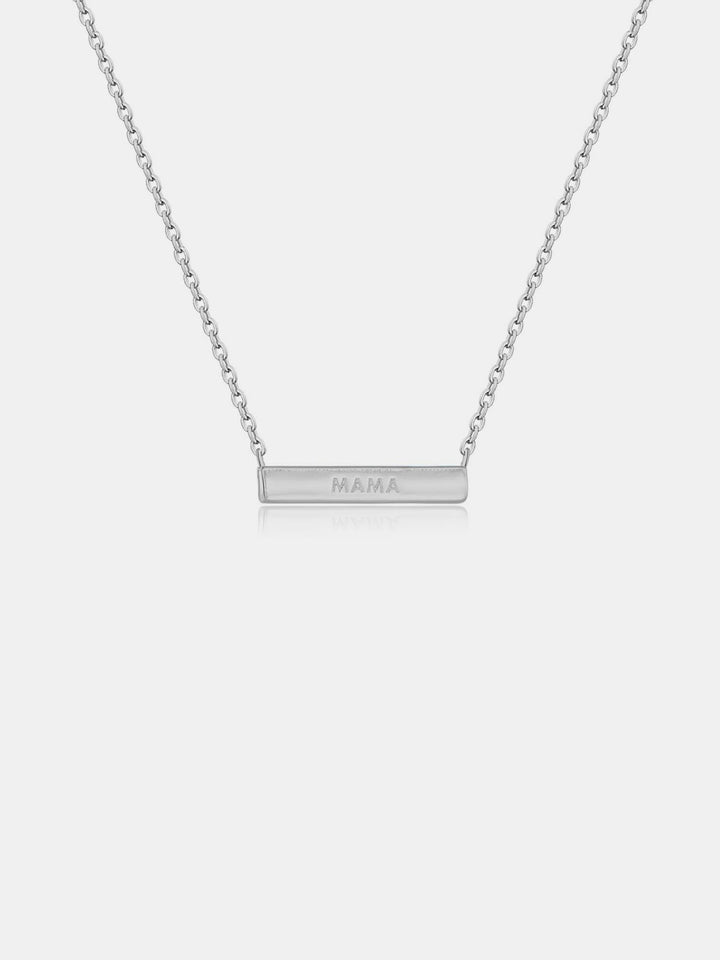 925 Sterling Silver "Mama" Bar Necklace