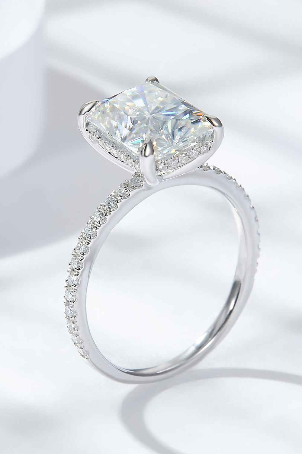 4 Carat Moissanite 4-Prong Side Stone Ring-Ever Joy