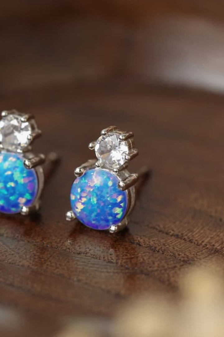 4-Prong Opal Stud Earrings-Ever Joy